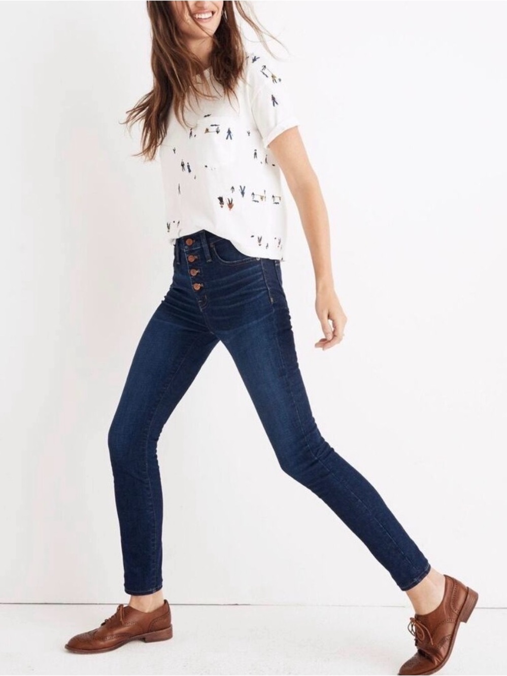 Madewell Dark Blue High-Rise Button-Fly Skinny Jeans